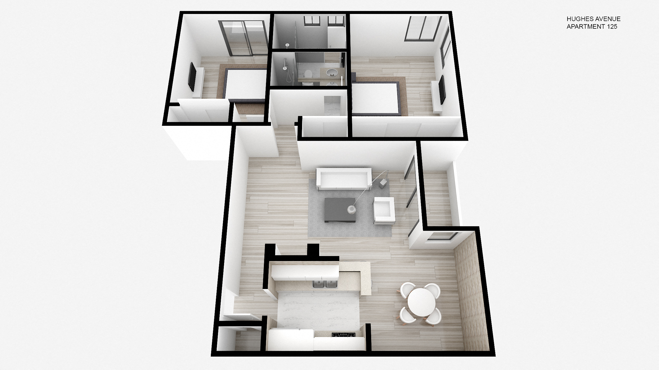 Floor plan for 2 beds, 2 baths, 1100 sqft